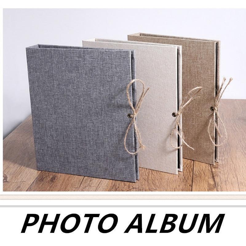 Simple Linen DIY Photo Album Adhesive Scrapbook Album Wedding Album Retro Family Large-Capacity Photo Album Creative Gifts
