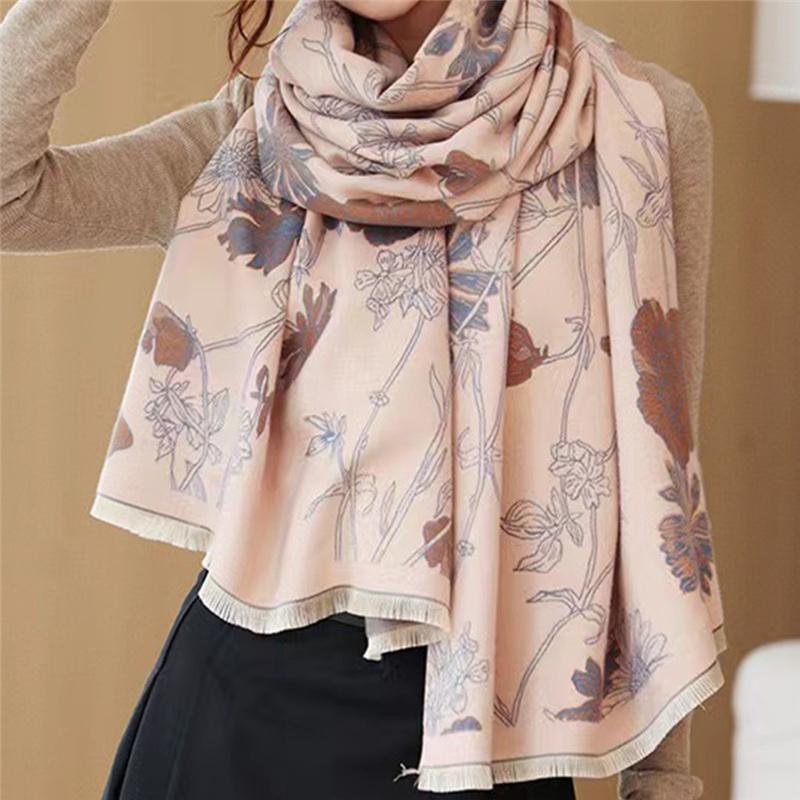185*65cm Hochwertiger doppelseitiger, verdickter Kaschmir-Imitat-Schal, bedruckt, warmer Schal, Geschenk für Frauen