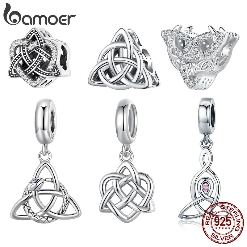 Bamoer Ciondolo Nodo Celtico in Argento 925 Amuleto Vichingo Fascino Amore Per Donne Uomini Festa Vichinga Regalo Gioielli Raffinati