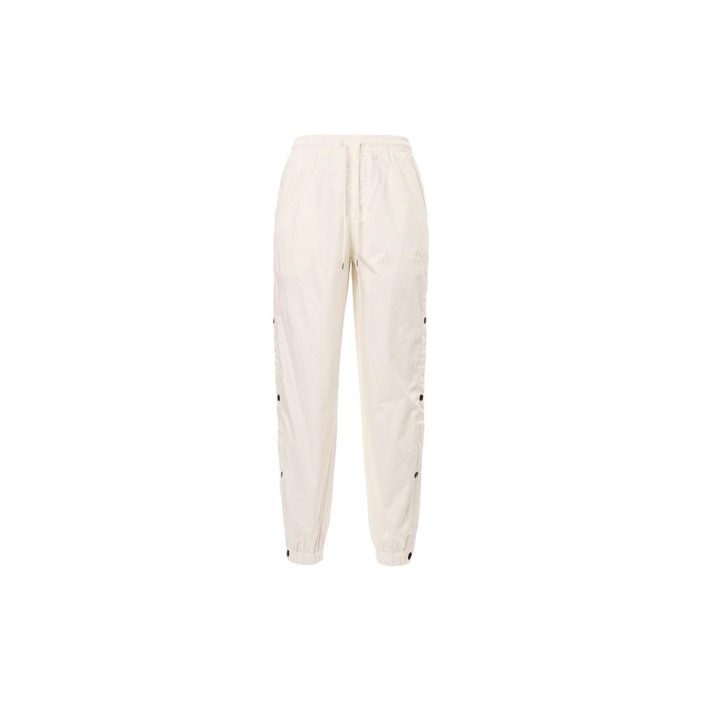 PUMA Elasticated Waist Joggers With Embossed Logo Button Cuffs Unisex Bottoms White 539525-65