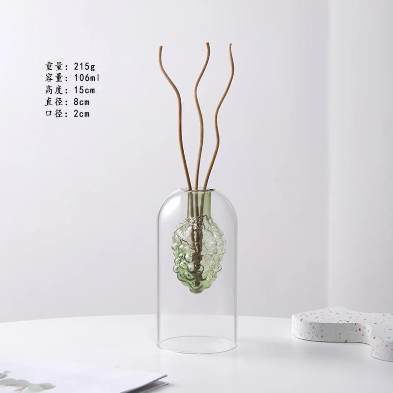 Double Glass Vase Hydroponic Plant Flower Arrangement Glass Empty Bottle Ornaments Simple Essential Oil Aromatherapy Bottle