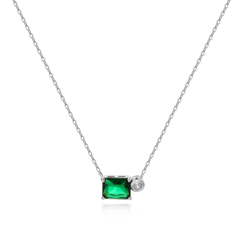 Women 18K Gold Plated Square Oval Heart Green Crystal Cubic Zirconia Dainty Choker Necklace New Fashion Gold Necklaces for Lady