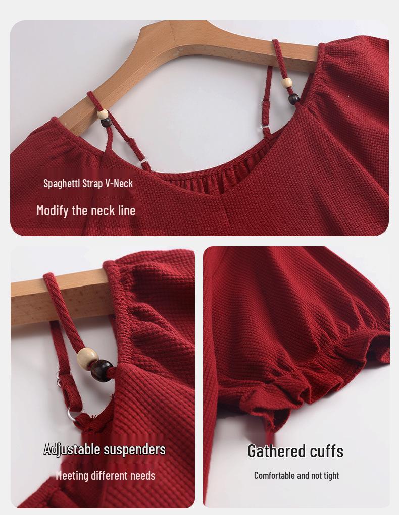 Women's Antibacterial Cotton Wedding Pajama Set: Summer Short Sleeve and Shorts, Year of the Rat Red, Couple Wear