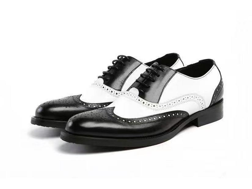 Men's Brogue Leather Shoes: Large Size, Color-Block, Trendy Formal Footwear