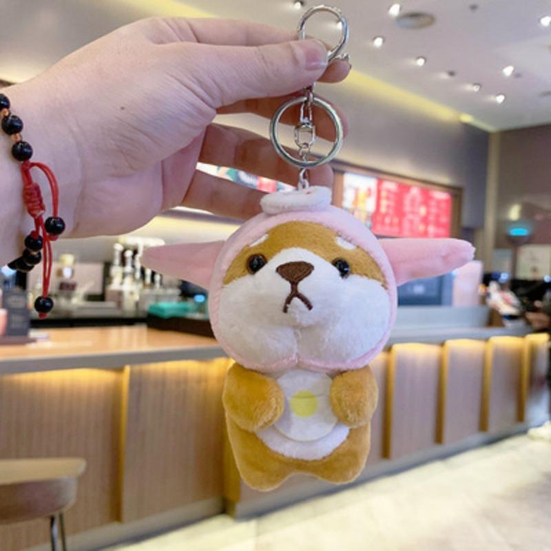 Small Shiba Inu Plush School Bag Pendant Keychain Ins Doll Keychain Backpack Pendant Cute Doll Keychain
