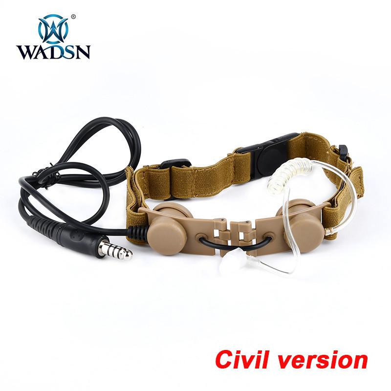 WADSN Airsoft Tactical Throat Microphone Headset Neck Laryngeal Military Earphone U94 PTT Fit Kenwood BaoFeng UV-5R UV-5X UV-82