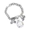 Armband-Armbanduhr, Strass-Blumen-Herz-Liebes-Stil, Edelstahl, stilvolle Quarz-Armbanduhr für den täglichen Gebrauch, Zegarek Damski