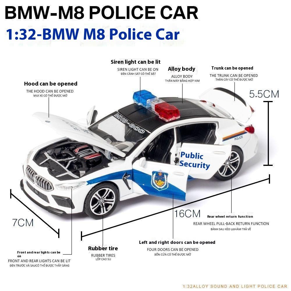 1:32 BMW M8 Alloy Car Diecast Model Sound Light Toy Office Decoration Accessories Children's Toy Kids Gift Birthday Present