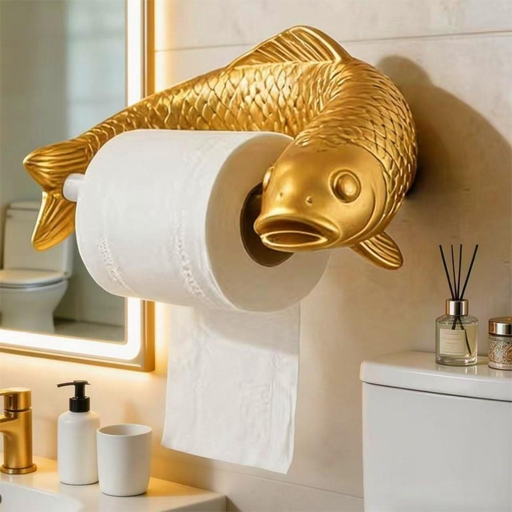 Golden Carp Toilet Paper Roll Holder Waterproof Plastic Tissue Paper Shelf Household