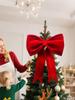 Red Oversized Christmas Bow Enlarged Christmas Hanging Velvet Bowknot Christmas Tree Hanging Decoration Festive Scene
