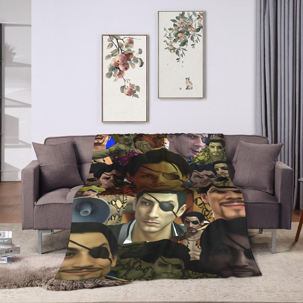 Funny Goro Majima Flannel Blanket Adults Super Soft Throw Blanket Winter Living Room Bedspread Sofa Bed Cover