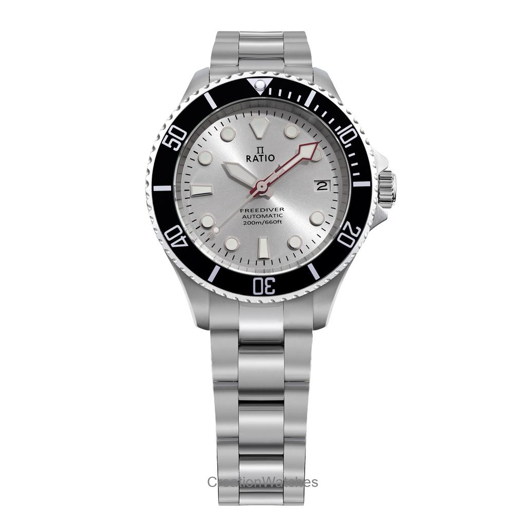 

Годинник Ratio FreeDiver Sapphire Нержавіюча сталь Сріблястий Циферблат Сонячні промені Автоматичний RTF048 200M Чоловічий срібний/сонячний промінь