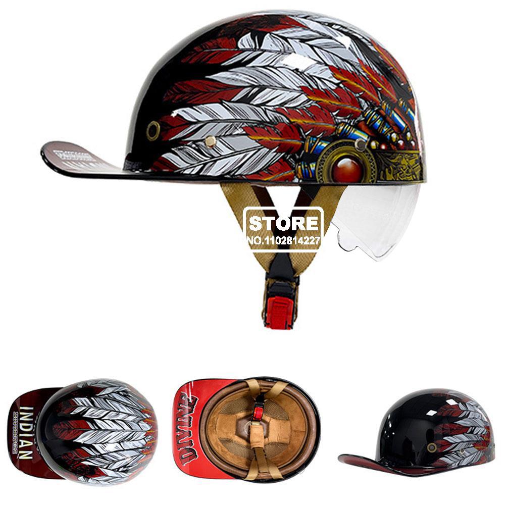 Motorbike Baseball Cap Half Helmet Riding Women Retro Motorcycle Half Helmet Anti Drop Motorcycle Scooter Helmet