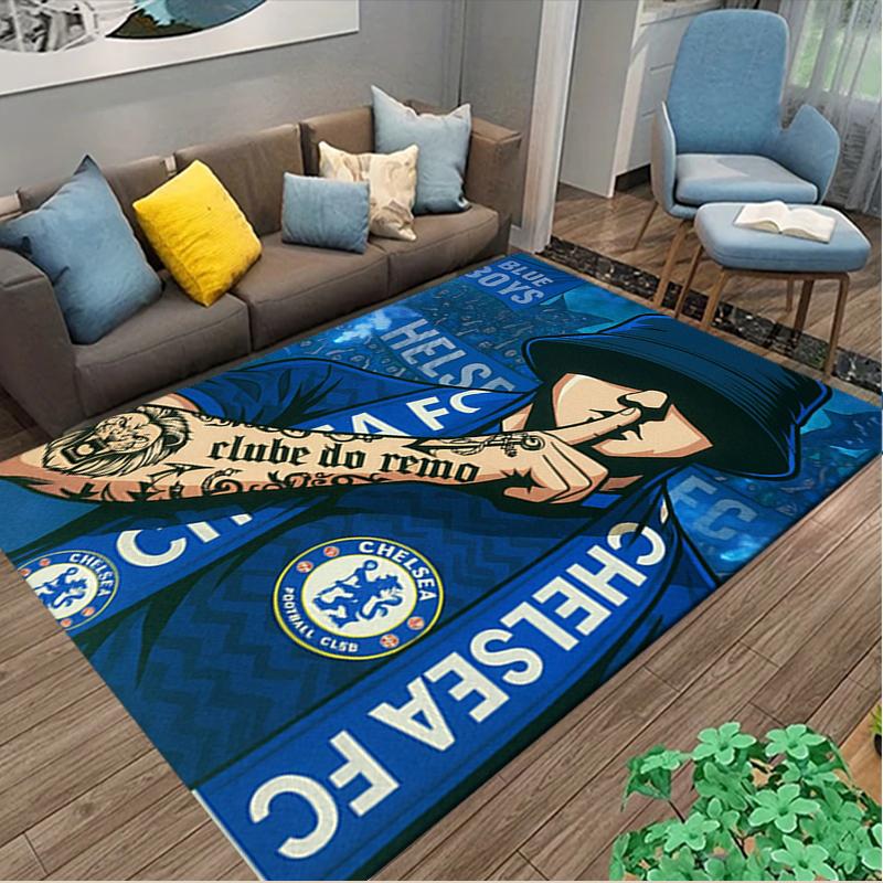 1pc Office Printed Area Carpet, Chelsea FC Rug, Home Sofa Chair Mat For Christmas and Halloween Décor