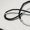 92.5 Silver Silver Ball Onyx Natural Stone Rondelle Silver Necklace