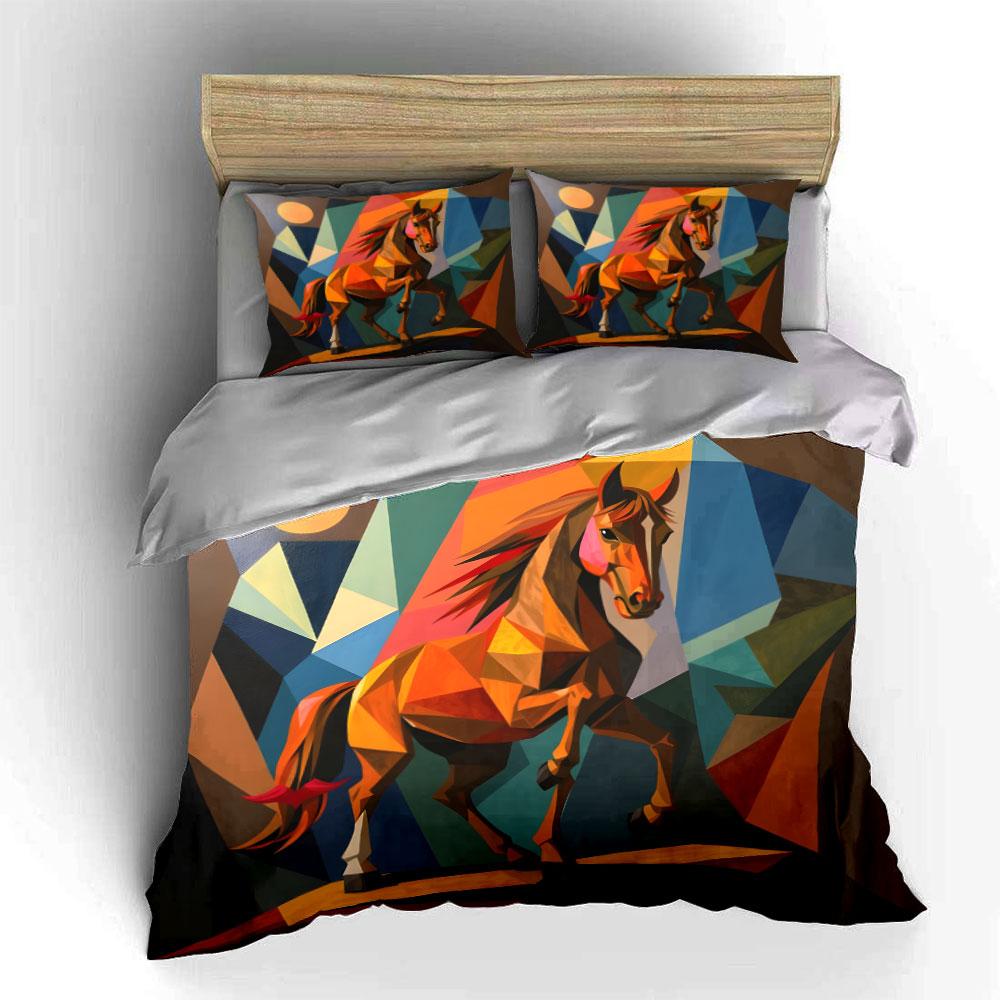 Geometric horse and shapes. Bedding sets Duvet cover sets Duvet covers Pillowcases(1*Duvet Cover 2*Pillowcases without duvet insert)