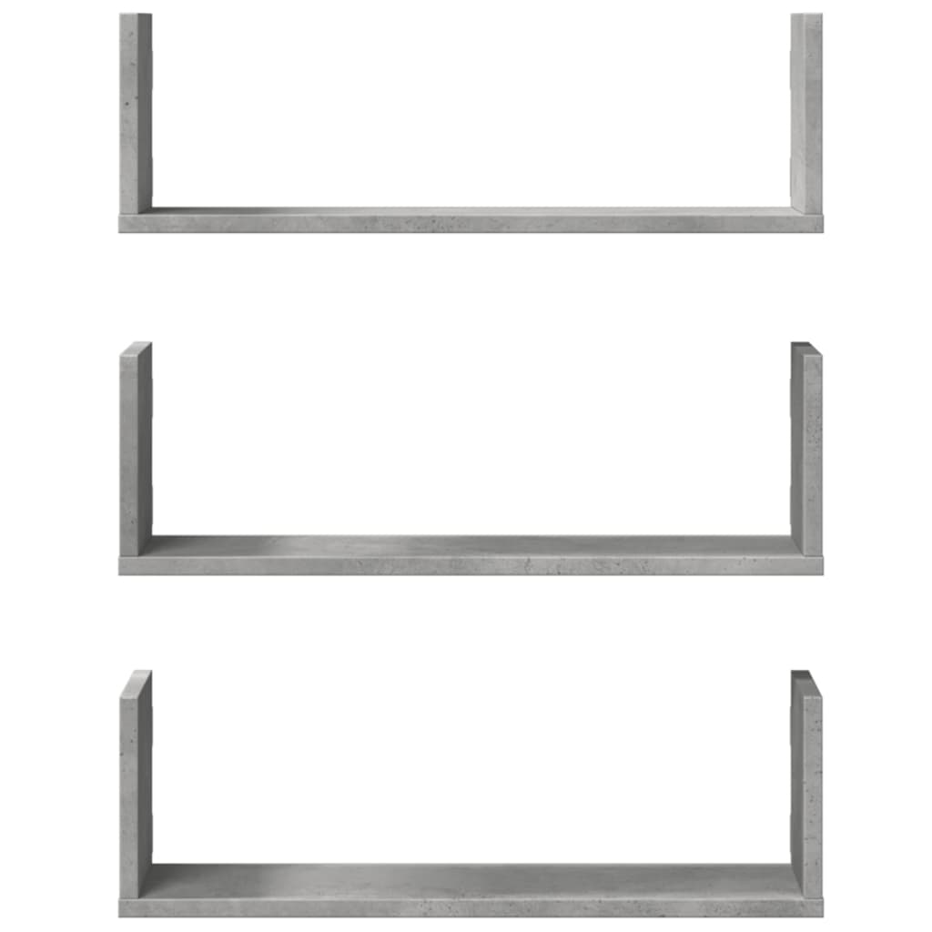 Wall Shelves 3 pcs Concrete Grey 58 x 18 x 18 cm Engineered Wood