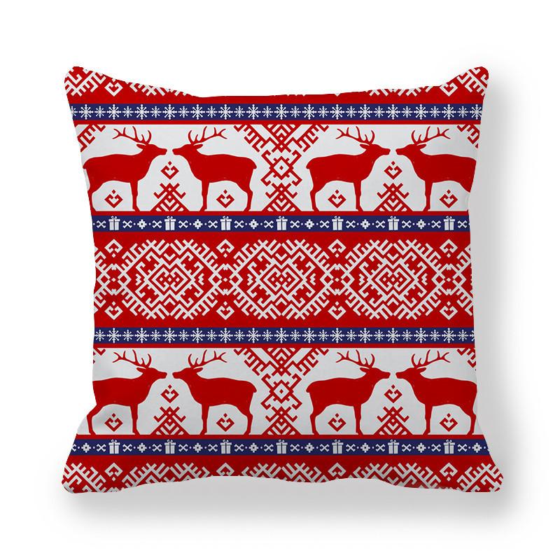 Creative And Unique Christmas Deer Digital Printing Short Plush Pillow Covers For Car Sofa Office Cushion Cover Home Goods