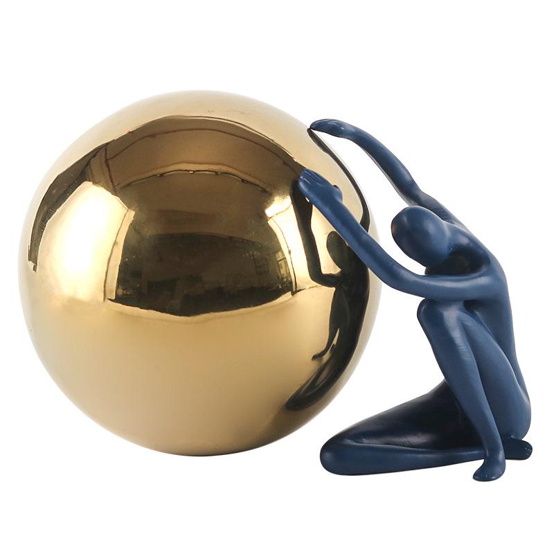 Nordic Light Luxury Sitting Posture Holding Ball Figure Ornaments Home Living Room Study Room Model Room Sales Office Hotel Soft Decorations