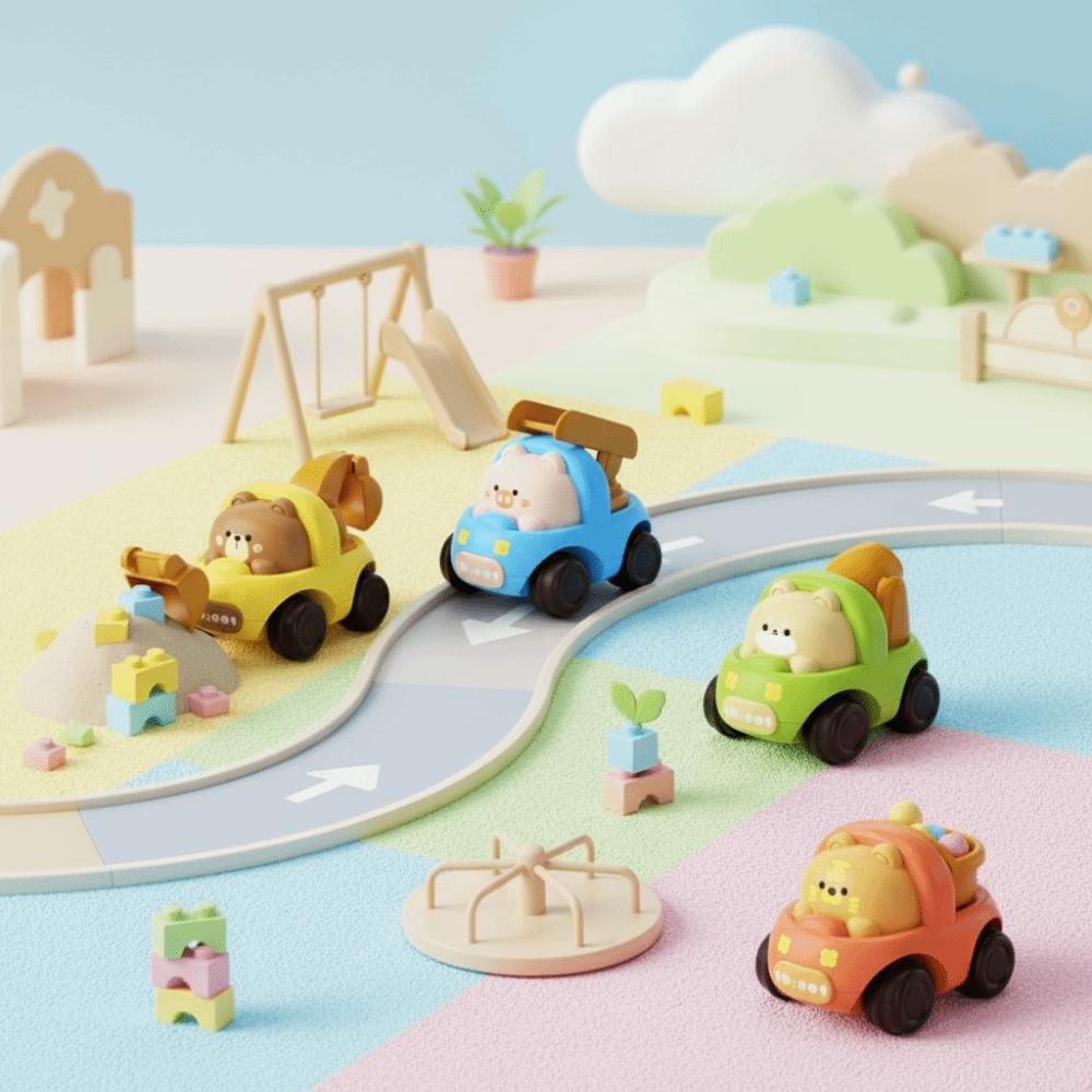 Rounded Design Engineering Car Toy Soft Rubber Animal Modeling Toy Car  Children's Gift