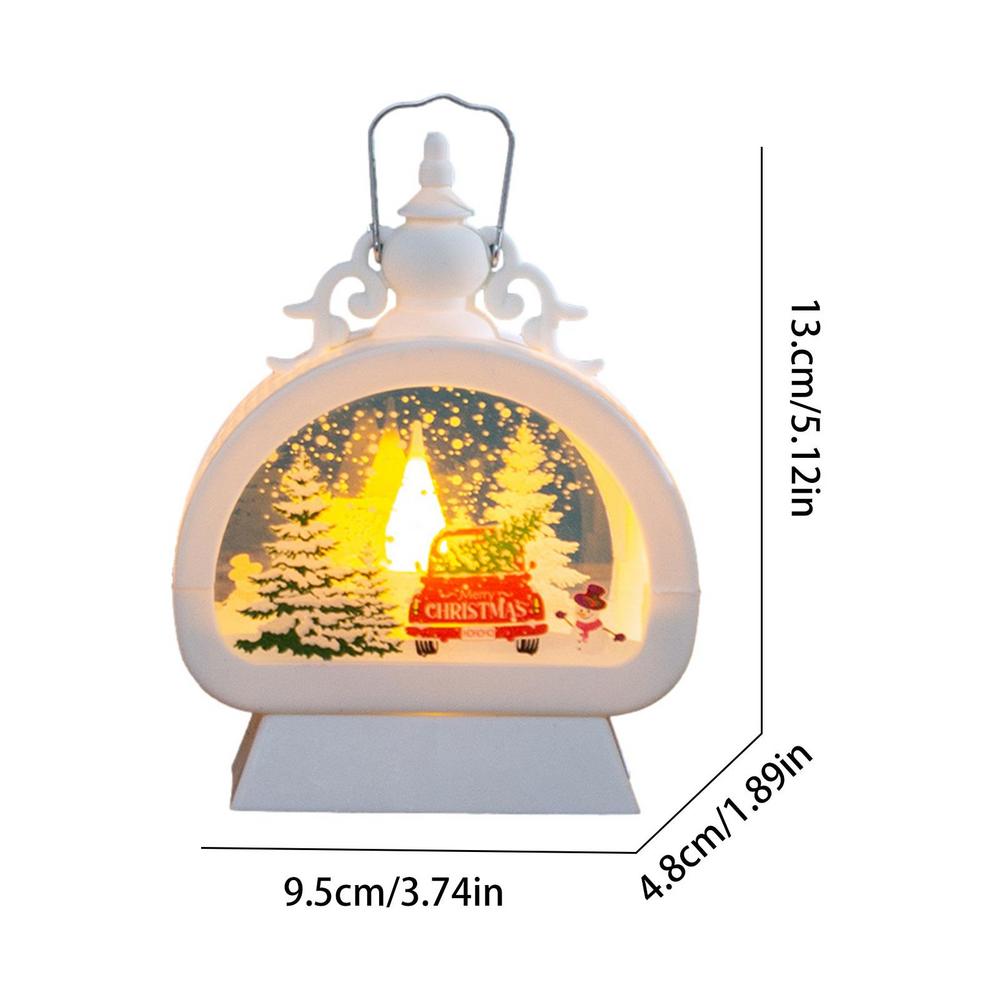 Christmas Lantern Decor Lighted Snow Globe Lantern Christmas Lamp With Handle Exquisite Snowflake Pattern Christmas Scene Lamp