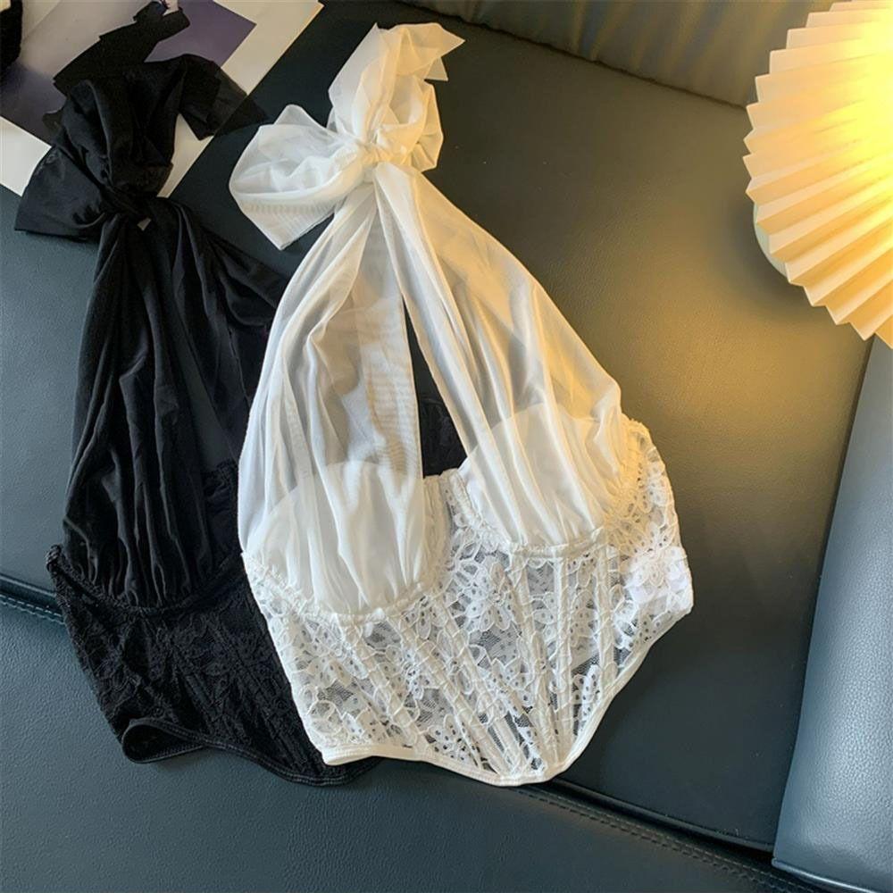 Slim Fit Lace Camisole Transparent Fishbone Corset Camisole Neck Halter Crop Tops Spring Summer