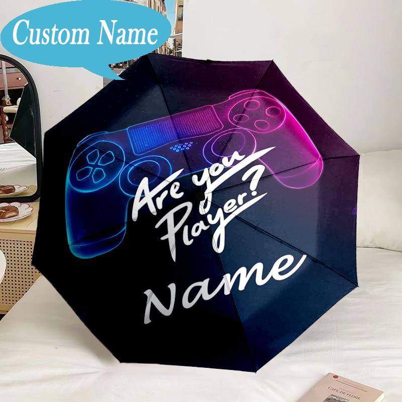 Custom Name Umbrella Game Controller Umbrella 8-Frame for Travel, Camping, Casual Lightweight Portable, Essential for Family Gifts