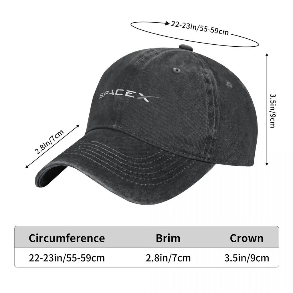 2026 Vintage Ponytail Baseball Cap Adjustable Sunhat Spacex White Logo Spring Summer Cap Washed Casquette Casual
