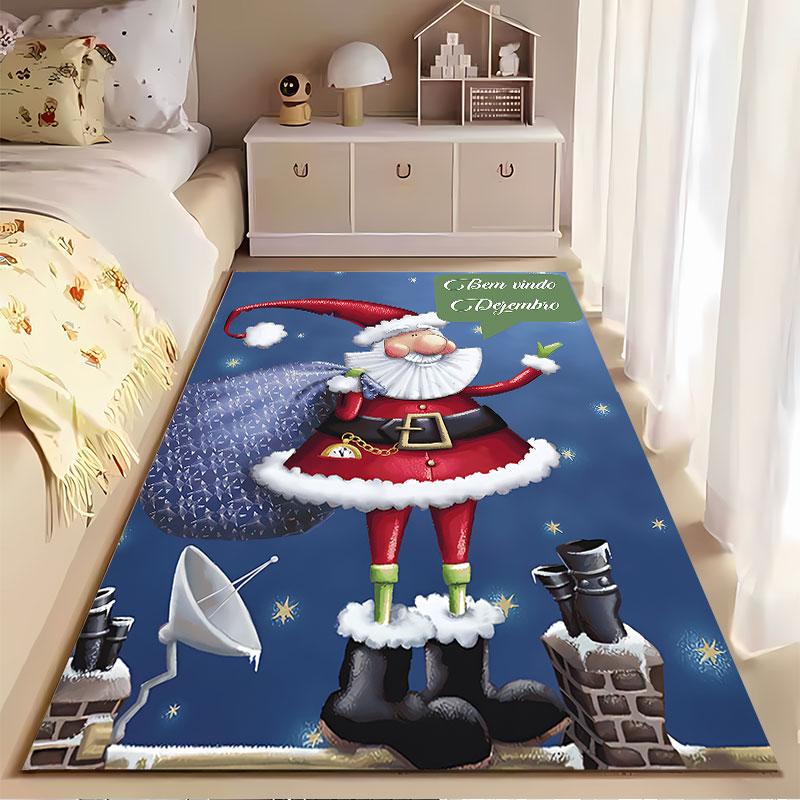 Santa Claus Cartoon Carpet suitable as a non-slip mat for the living room or bedroom sofa