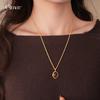 Vintage Simple Oval Tiger's Eye Stone Necklace Accessories Women's Sweater Chain Item Jewelry