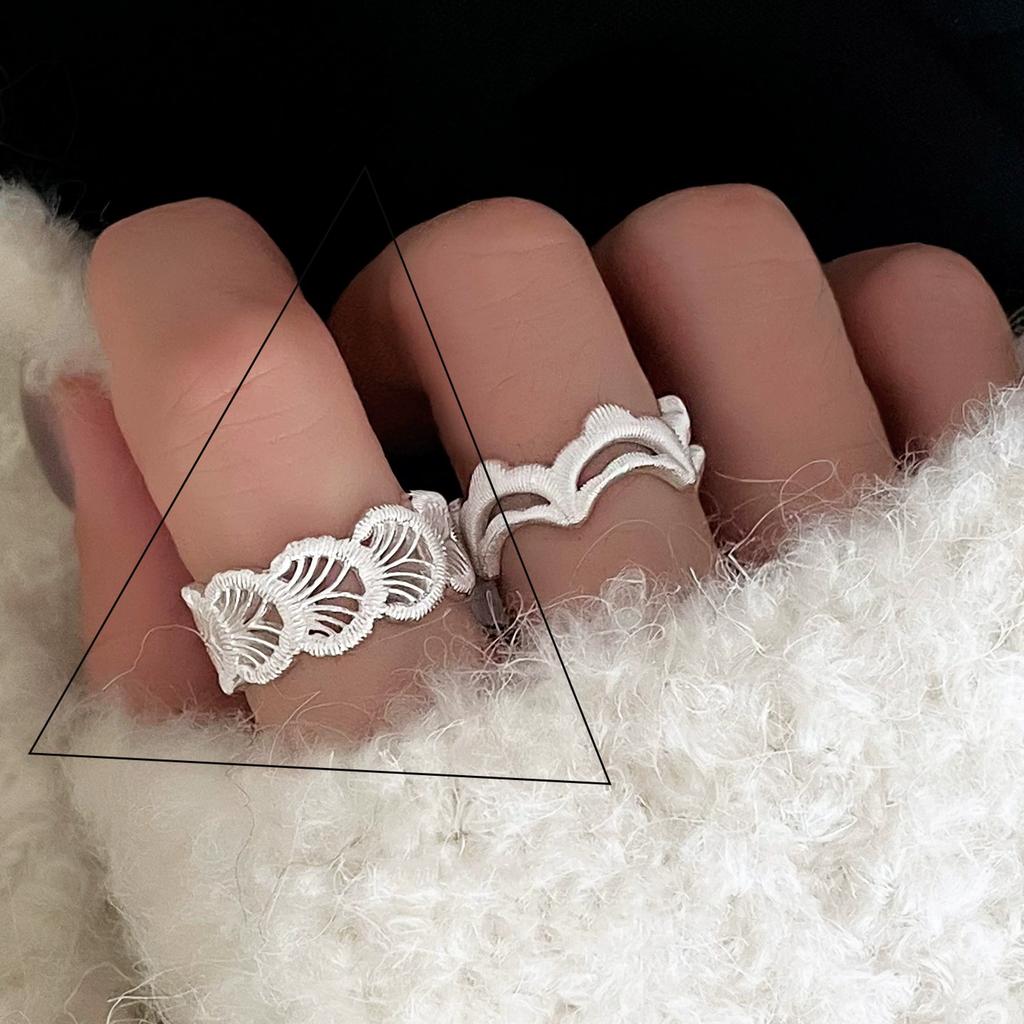 925 Silver Flower Lace Ring Korean Fashion Opening Inlaid CZ Adjustable Rings Valentine's Day Gift