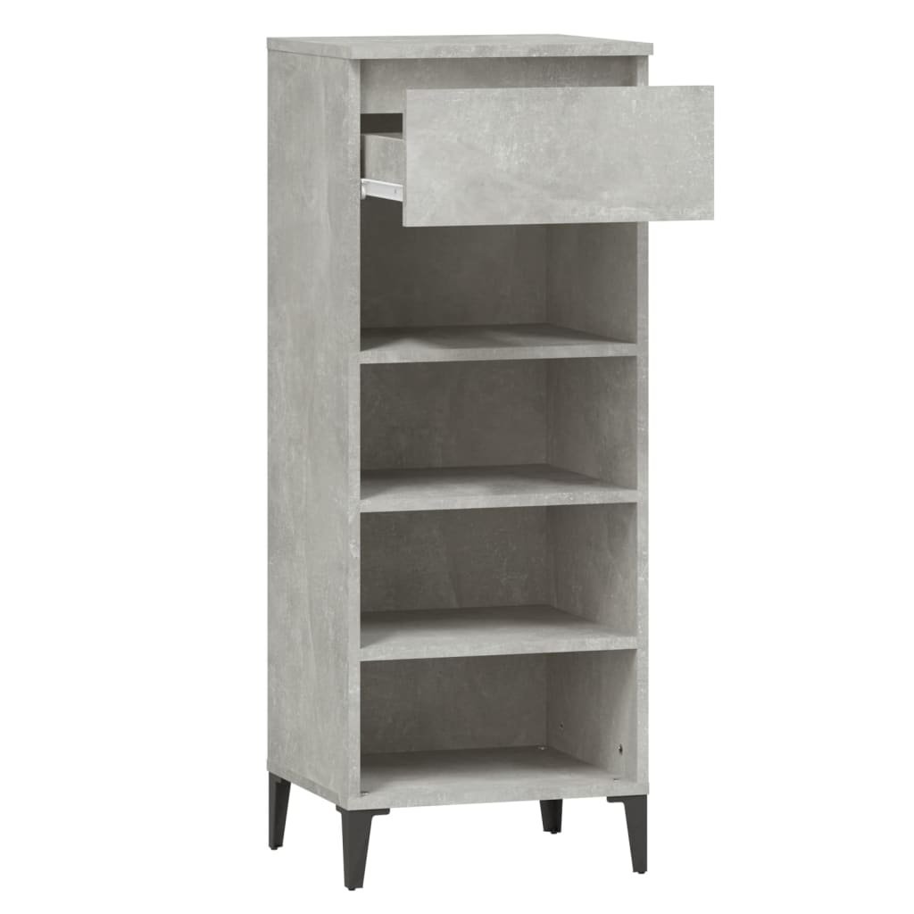 Shoe Rack Concrete Grey 40 X 36 X 105 Cm Engineered Wood