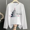(Asian Size) Letter Lovely Women Autumn Winter Print T Shirt Christmas Holiday Graphic Tee Casual Fashion Top Clothing Long Sleeve T-shirts