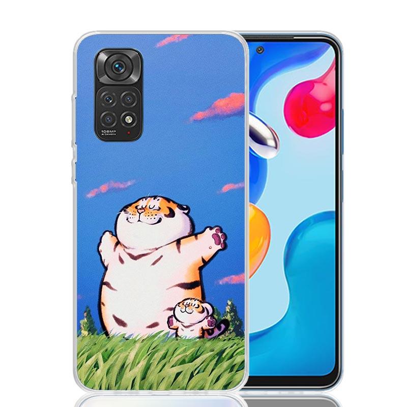 Cartoon Fat Tiger Phone Case For Xiaomi Redmi Note 15 14 13 12S 12 Pro Plus 11S 11E 11 11T 10S 10 Art Soft Pattern Cover Redmi N