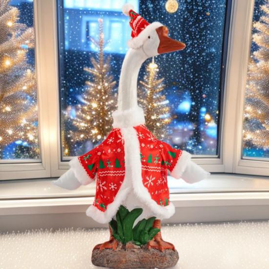 Christmas Goose Outfit Cute Porch Goose Clothes with Hat for 23" Goose Statue Outdoor