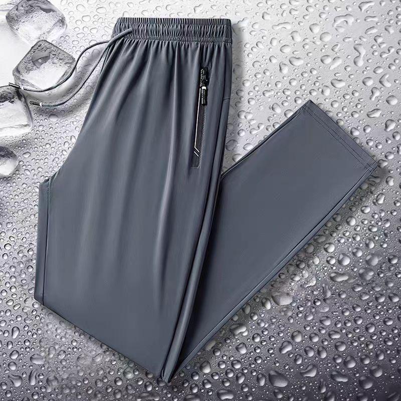Men's Summer Ice Silk Quick-Dry Lightweight Elastic Waist Pants