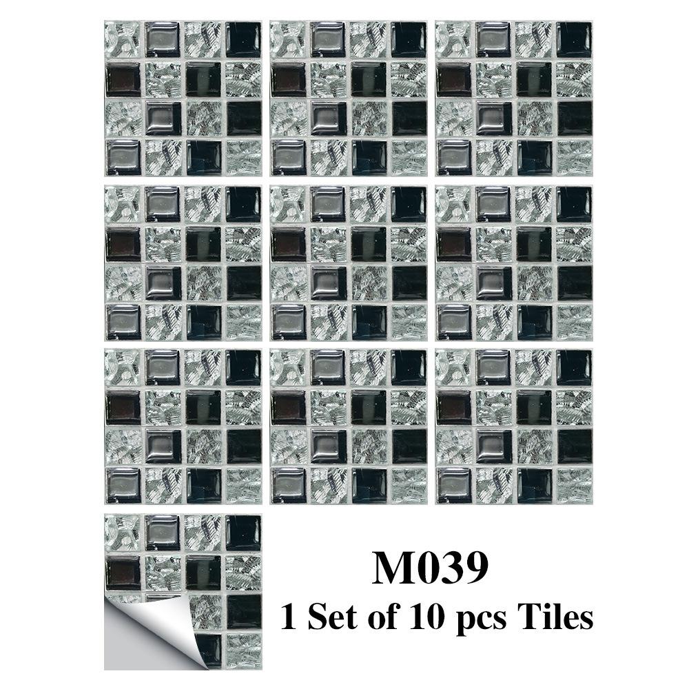10PCS Mosaic Style Tile Simulation Stickers Self-adhesive Kitchen Waterproof PVC Wall Stickers Living Room Bathroom Decoration
