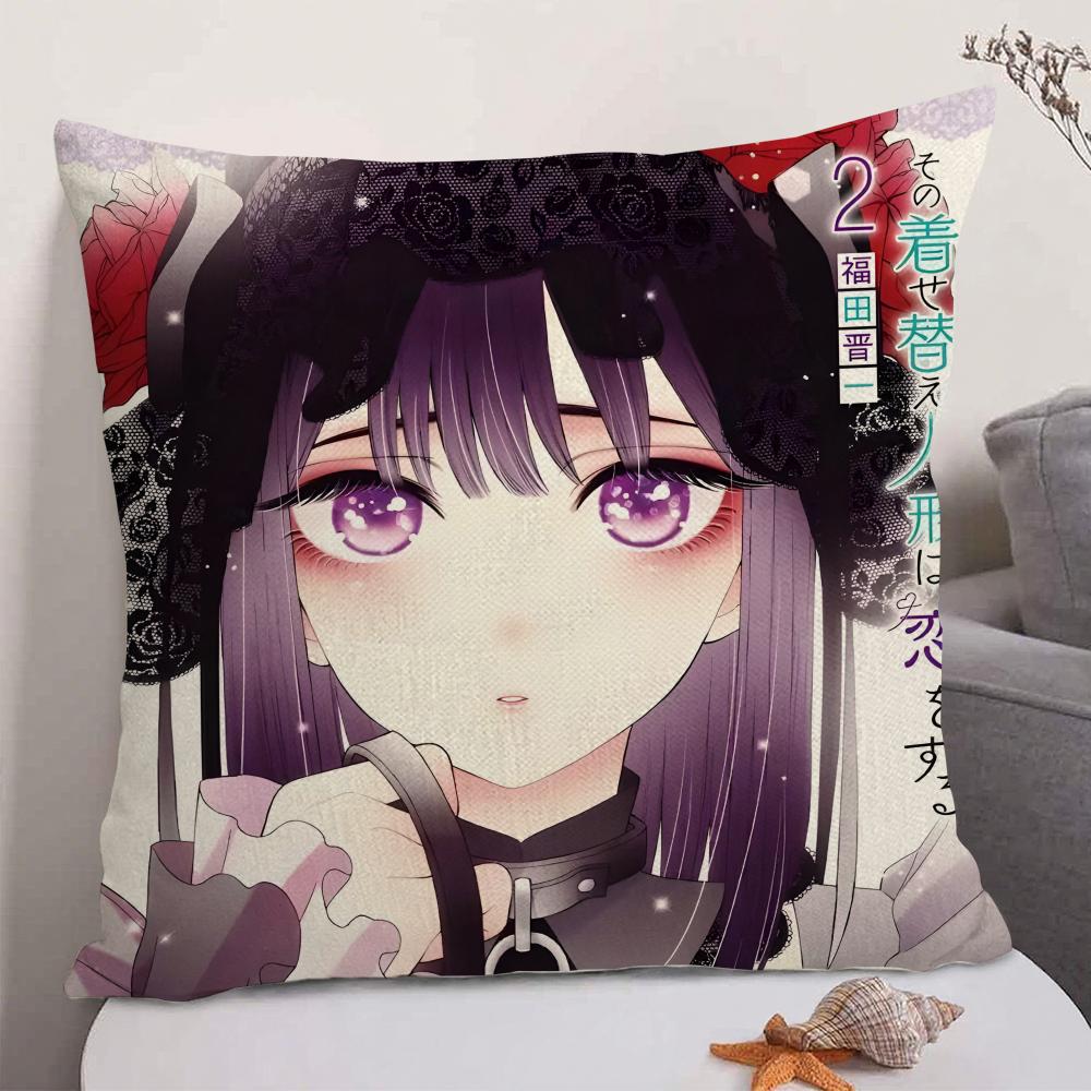 Anime MMy Dress Up Darling Cushion Cover Natural Linen Organic Fabric DoubleSided Printing Sofa Home Decor Gift Pillow Case