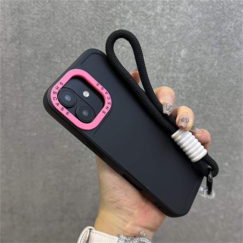 Luxury Wrist Strap Bracelet Lanyard Phone Case For 15 16 17 Pro Max 14 13 12 11 X XS Collision Color Lens Protector Cover