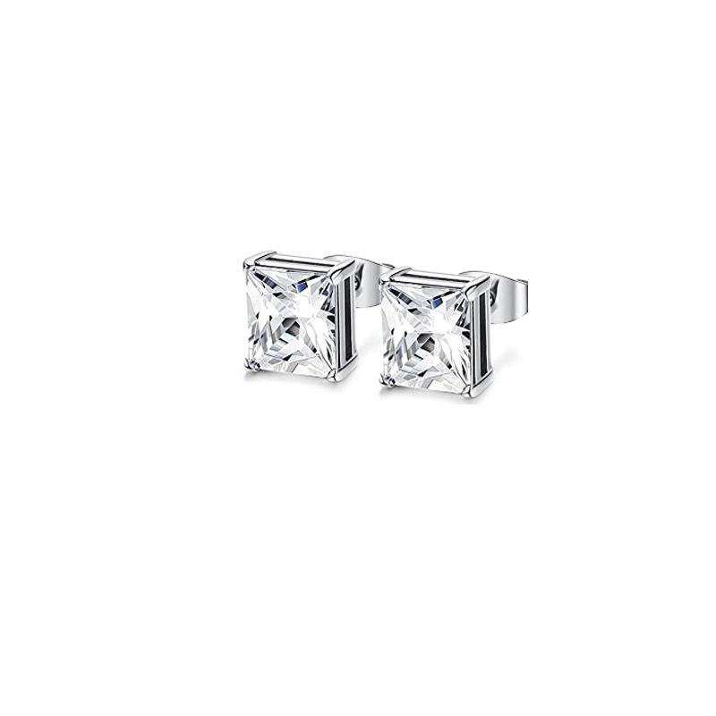 Trendy Titanium Zircon Earrings: Stainless Steel Cartilage Studs & Clips