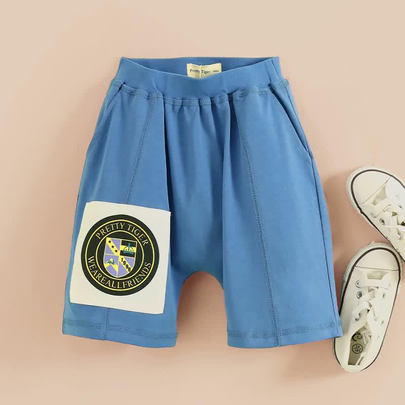 Boys Summer Patch Print Cotton Shorts 140