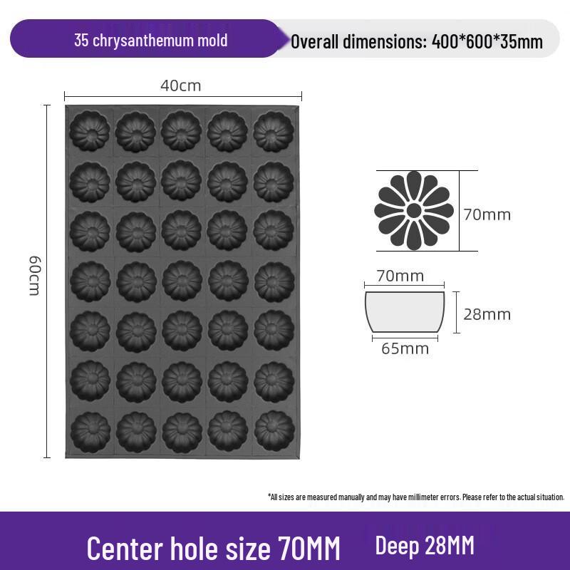 Non-stick 35-Cavity Chrysanthemum Round Cake Baking Pan