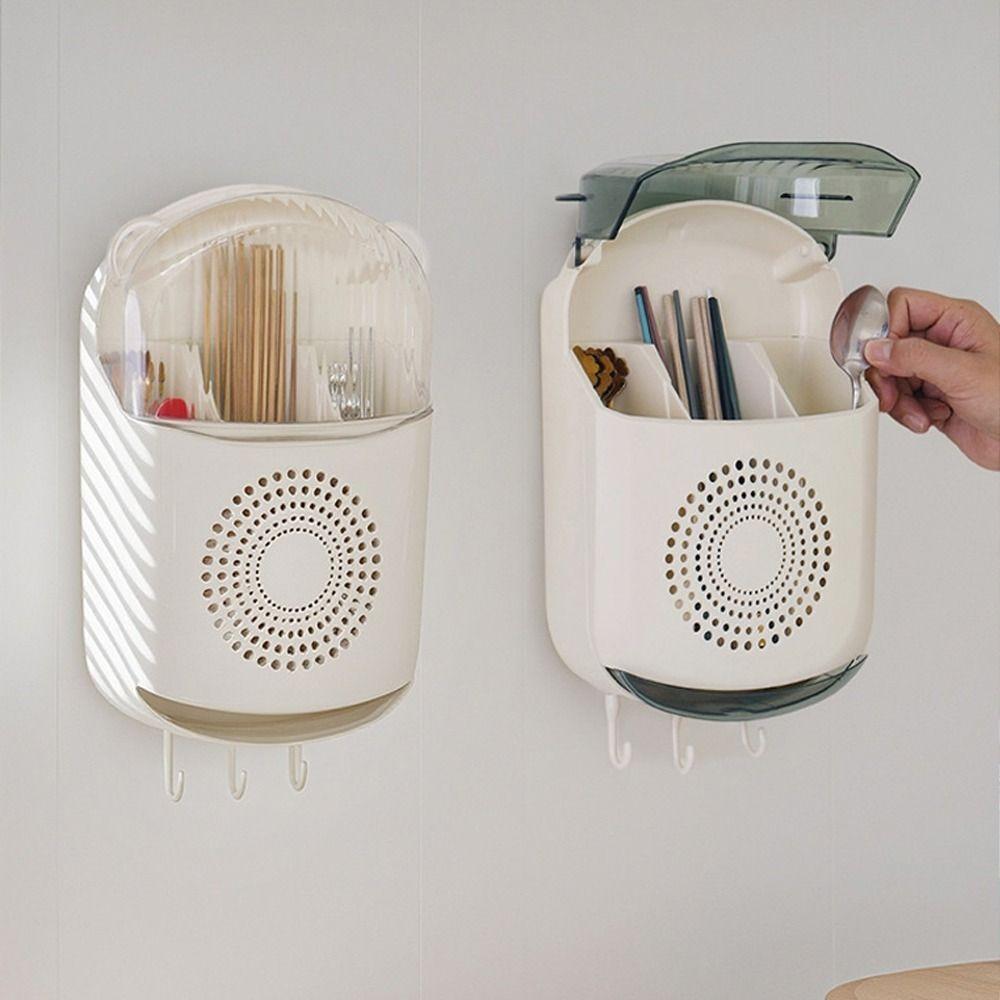 With Lid Wall-Mounted Chopstick Holder Dustproof Kitchen Cutlery Container  For Home Kitchen
