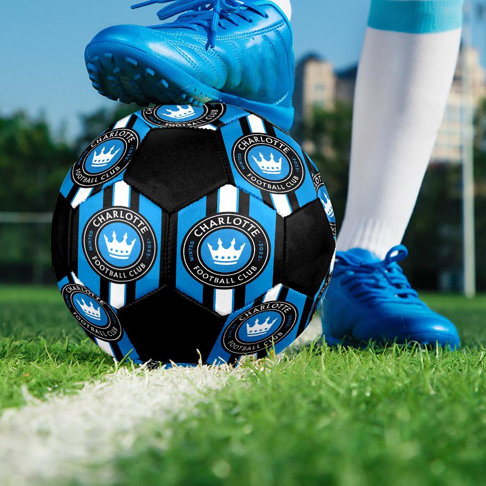 Charlotte FC Indoor Soccer Ball Colorful All Ages Size 5 Machine Stitched PVC Competition Ready Durable High-Bounce