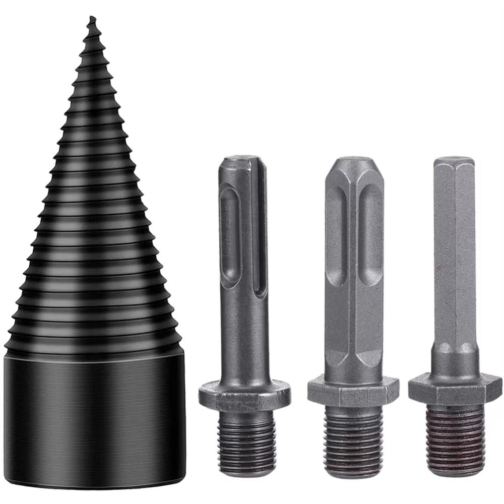 High Hardness Steel Firewood Splitter Drill Bit Hexagonal Shank Triangle Shank Wood Splitting Cone Round Shank Adjustable