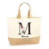 Cabas de plage - PLANETEE - Marcelle Lettre Fleur - jute naturel - multicolore - fabriqué en France