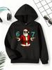 Children Hoodie Trendy Xmas Cool Santa 67 Number Cartoon Front Graphic Print Long Sleeve Pullover Sweatshirt Kids Sport Tops