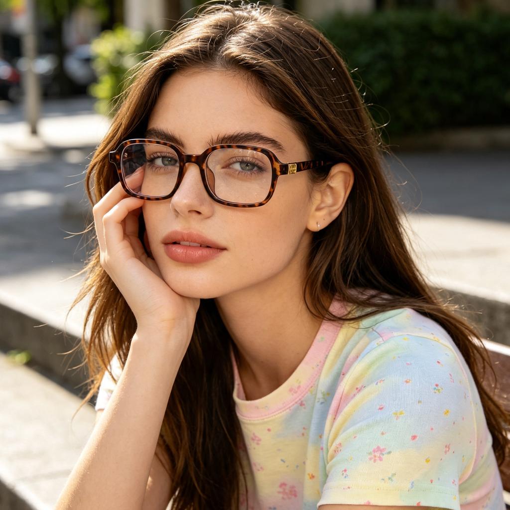 Xiaomi Women Retro Small Rectangle Anti Blue Light Glasses Non Prescription Metal Logo Decor Office Computer Eyewear