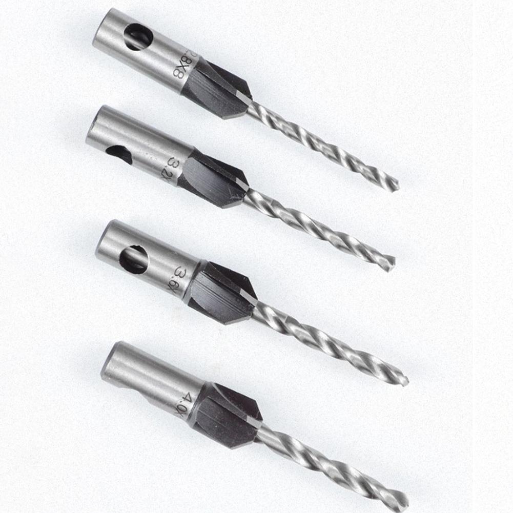 4pcs Countersink Drill Bits With Depth Stop Adjustable Hex Shank Drilling Tool Woodworking Drill Bit Hole Punch Router Bits