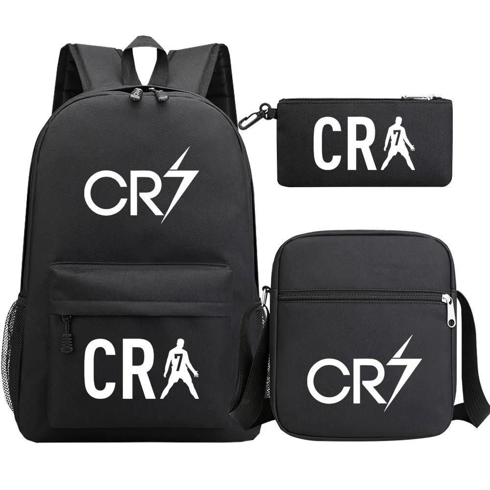 Primary And Secondary School Students Schoolbag Three-Piece Football Player Star Peripheral Printing Children'S Backpack